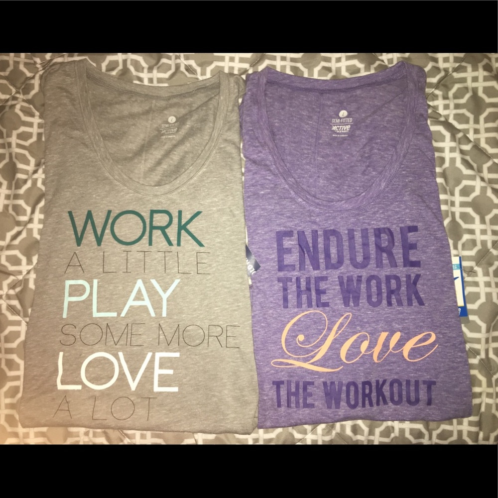 2 NWT Semi-Fitted Old Navy Active Wear T’s SZ L